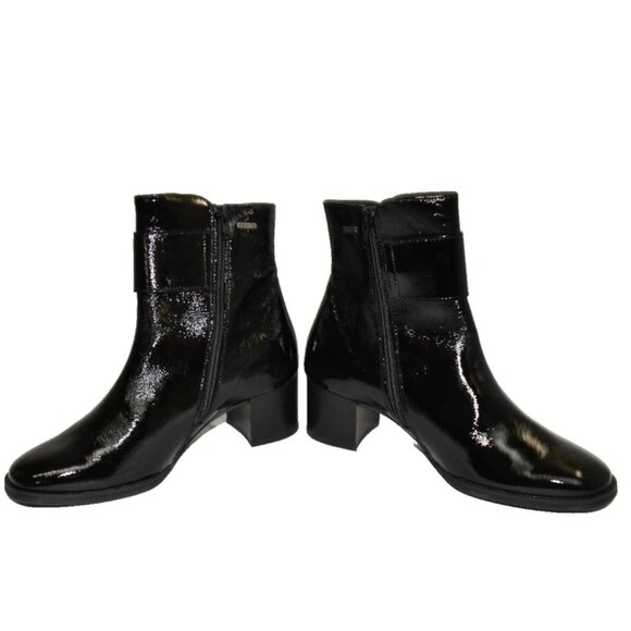 NWT $530 PAUL GREEN Panache Waterproof Bootie BLACK CRINKLED PATENT 8 (TE15) - Picture 4 of 7